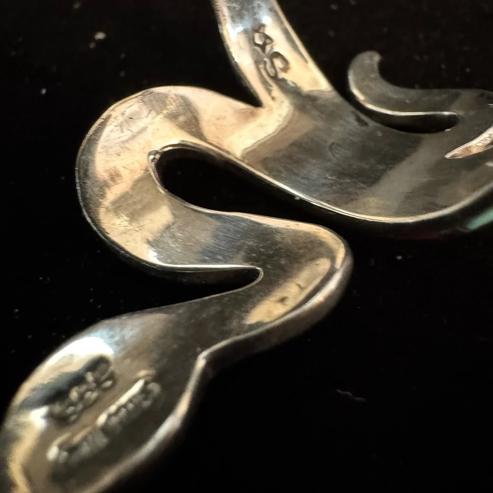 Native made Zuni Multicolor Turquoise Orange Purple Snake Ring - sterling silver - Picture 7 of 9